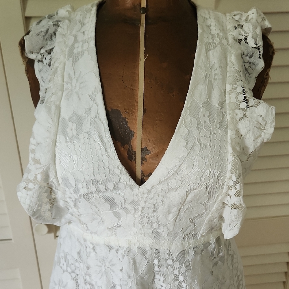 Lulus Molinetto White Lace Ruffled Tiered Sleeveless Maxi Dress - Picture 6 of 12